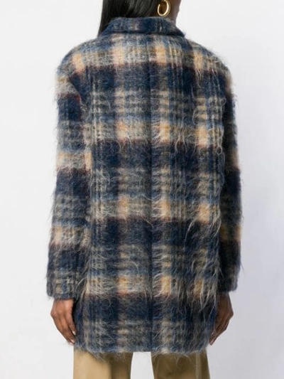 Shop Closed Plaid Single-breasted Coat In Blue