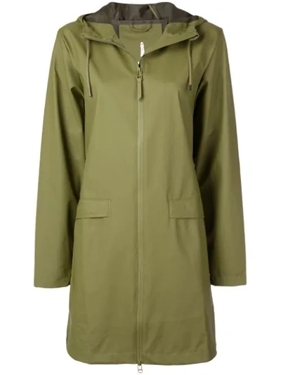 Shop Rains Hooded Raincoat In Green