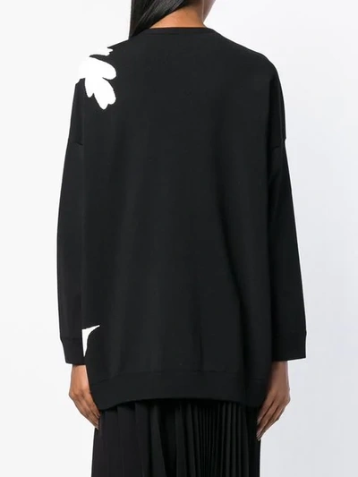 Shop Valentino Floral Intarsia Jumper In Black