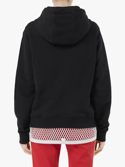 Shop Burberry Logo Print Hooded Sweatshirt In Black