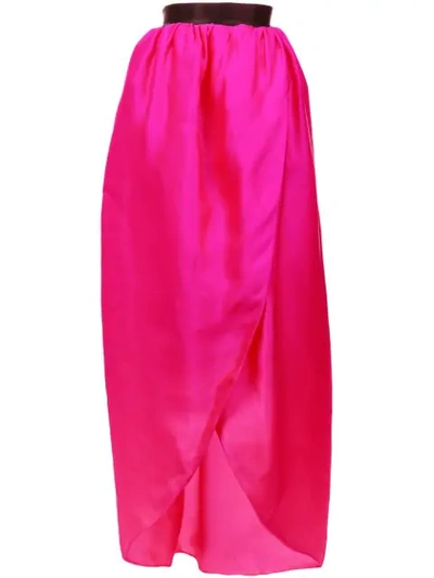 Shop Christian Siriano Wrap Front Maxi Skirt In Pink