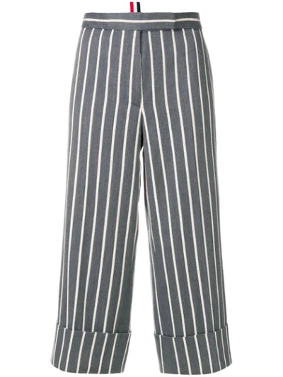 Shop Thom Browne Chenille Banker Stripe Straight Leg Trouser - Grey