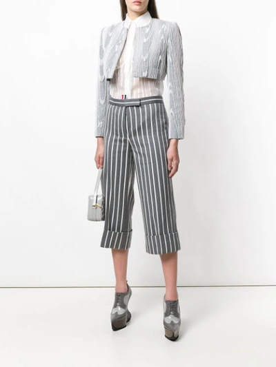 Shop Thom Browne Chenille Banker Stripe Straight Leg Trouser - Grey