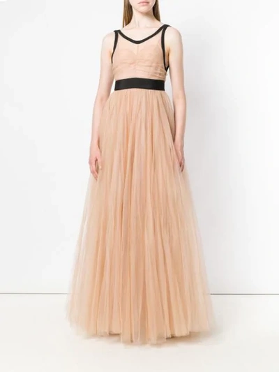 Shop N°21 Sheer Tulle Evening Dress In Neutrals