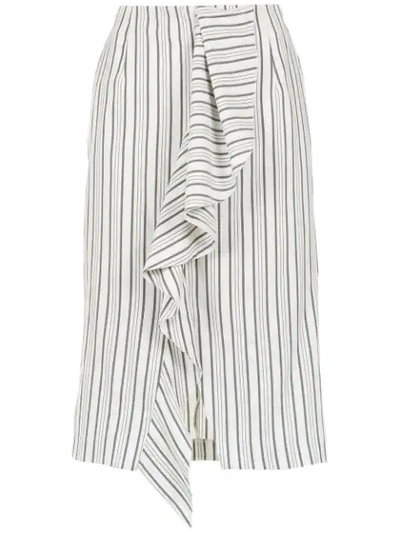 Shop Tufi Duek Striped Midi Skirt In White