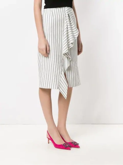 Shop Tufi Duek Striped Midi Skirt In White