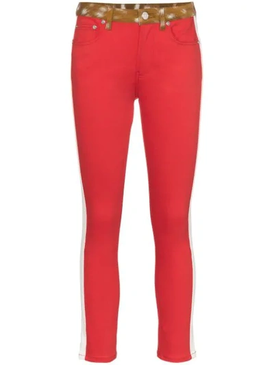 Shop Burberry Bambi Side Stripe Skinny Jeans In 62200 Red