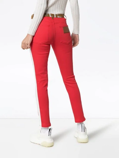 Shop Burberry Bambi Side Stripe Skinny Jeans In 62200 Red