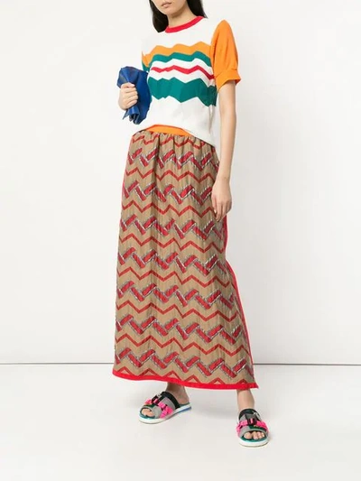 Kolor Zig Zag Knitted Top In Multicolour
