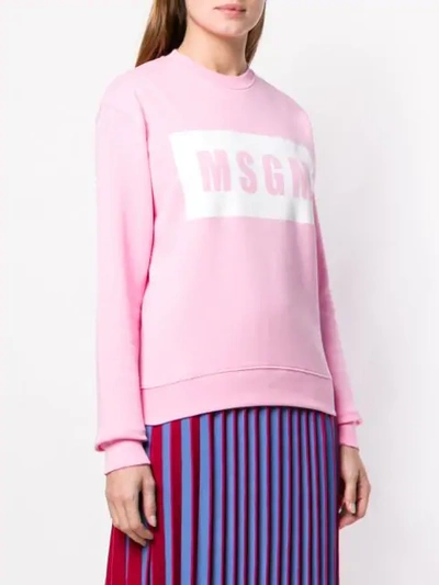 Shop Msgm Logo Sweatshirt In Pink
