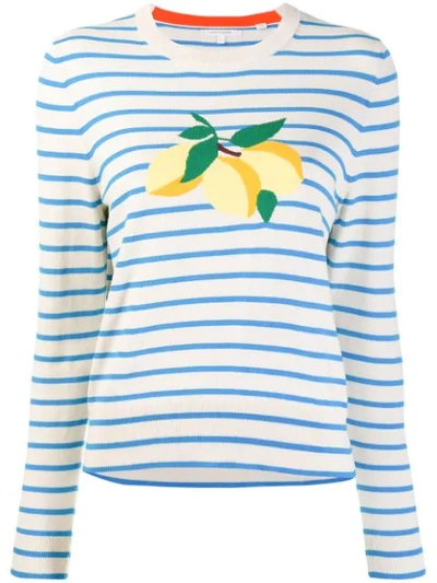 Shop Chinti & Parker Striped Lemon Sweater In Neutrals