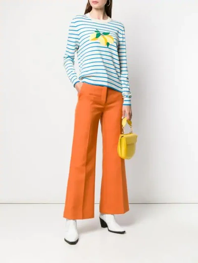 Shop Chinti & Parker Striped Lemon Sweater In Neutrals