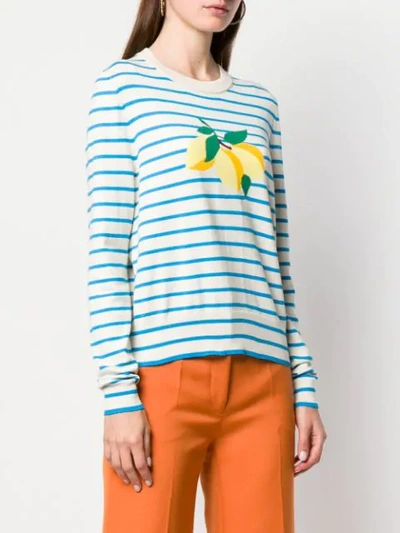 Shop Chinti & Parker Striped Lemon Sweater In Neutrals