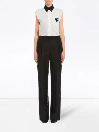 Shop Prada Straight Leg Trousers In Black