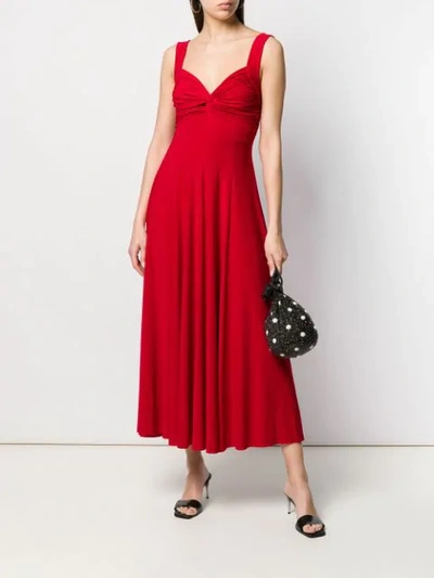 Shop Norma Kamali Knot Detail Dress In Red