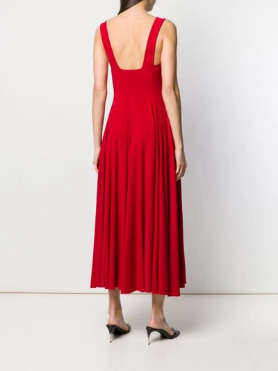 Shop Norma Kamali Knot Detail Dress In Red