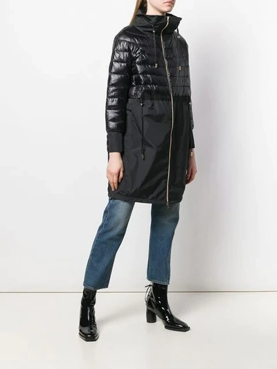 Shop Herno Quilted Panel Coat In Black