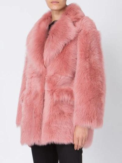 Shop Blancha Oversized Shearling Coat In Pink