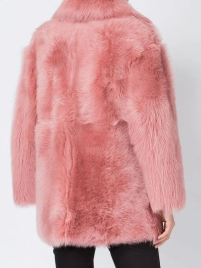 Shop Blancha Oversized Shearling Coat In Pink