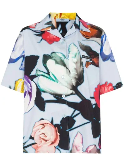 PRADA FLORAL PRINT SHIRT - CELESTE