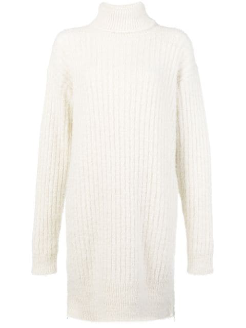 cream turtleneck sweater dress