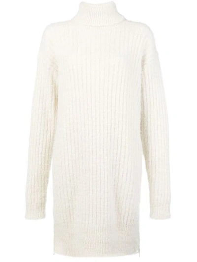 Shop Givenchy Longline Knitted Jumper In 150 Ecrù