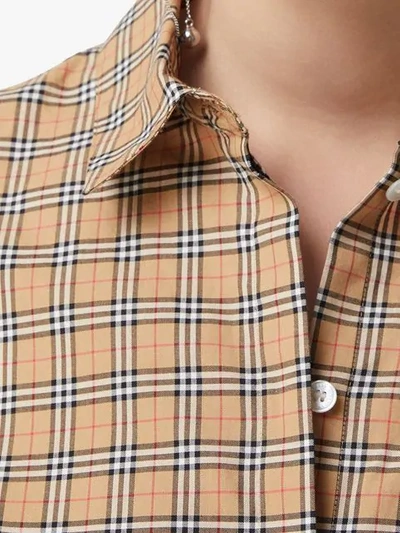 Shop Burberry Check Cotton Shirt In Yellow