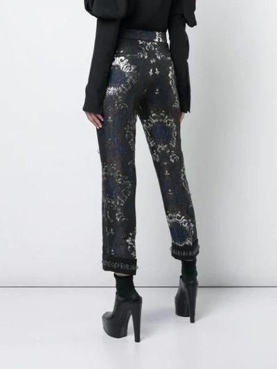 Shop Vera Wang Flock Print Trousers In Brown