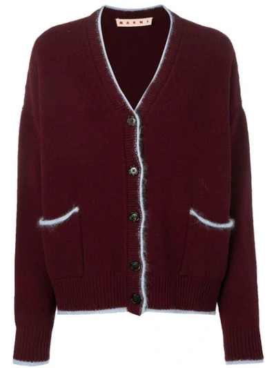 Shop Marni Knitted Cardigan In Red