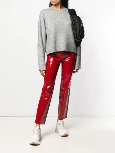 Shop Rta Straight Cropped Trousers In Red