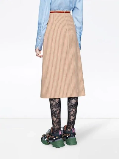 Shop Gucci Wool Skirt With Gg Buttons In Neutrals