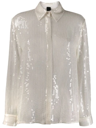 Shop Pinko Sequined Shirt In White