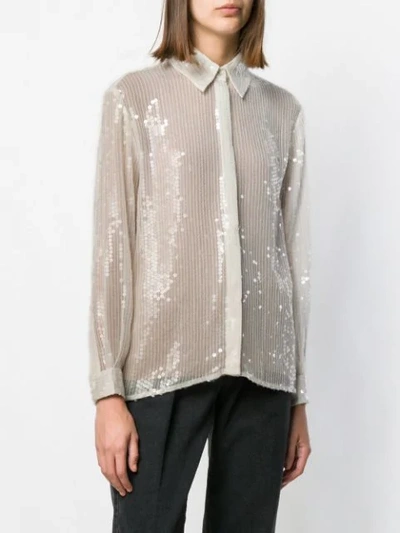 Shop Pinko Sequined Shirt In White