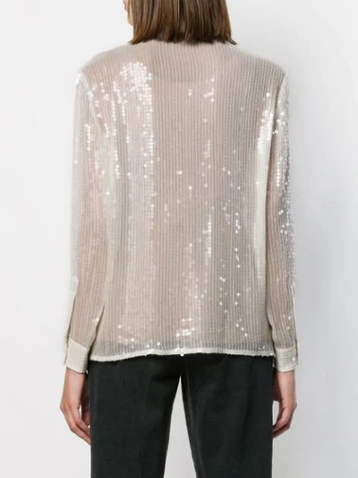 Shop Pinko Sequined Shirt In White