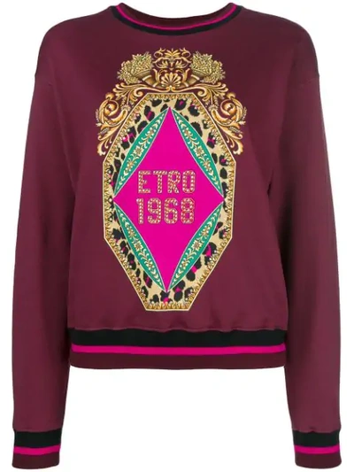Shop Etro Crest Print Sweatshirt - Pink