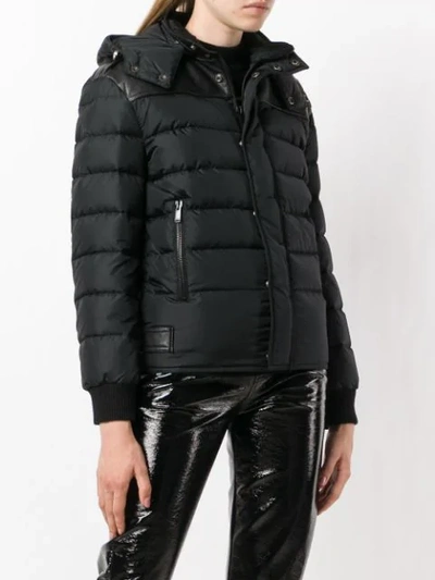 Shop Saint Laurent Hooded Puffer Jacket In Black