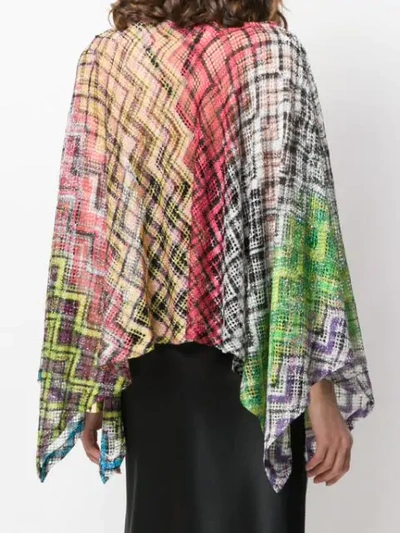 Shop Missoni Check Knit Poncho In Red