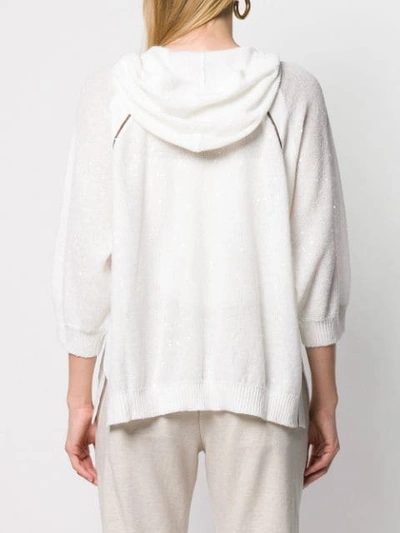 Shop Brunello Cucinelli Knitted Hoodie Top - White