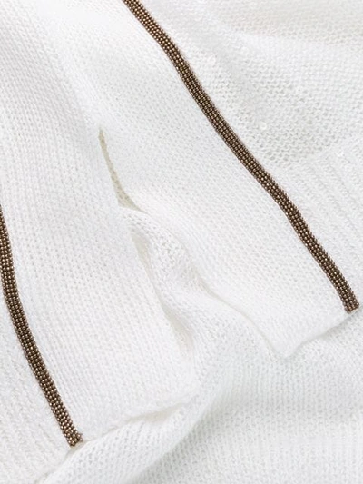 Shop Brunello Cucinelli Knitted Hoodie Top - White