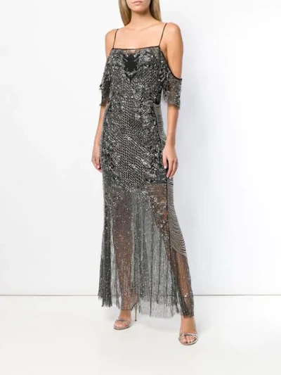 Shop Amen Long Embellished Gown - Black