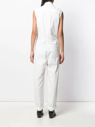 Shop Pinko Sleeveless Buttoned Jumpsuit In Z05 Bianco