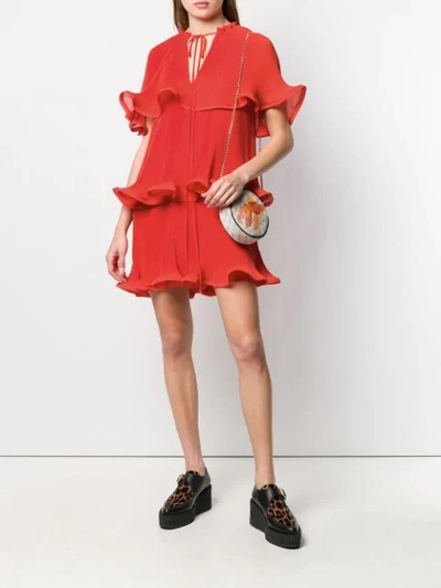 Shop Stella Mccartney Tiered Bow Detail Dress In Red