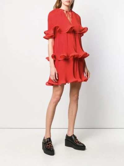 Shop Stella Mccartney Tiered Bow Detail Dress In Red