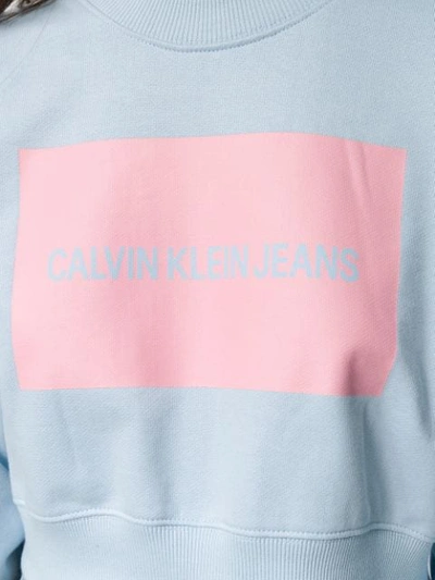 Shop Calvin Klein Jeans Est.1978 Cropped Logo Sweatshirt In Blue