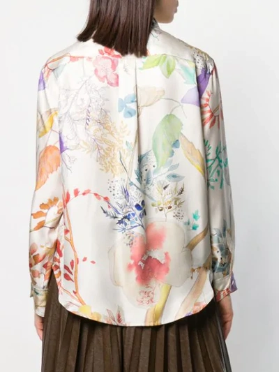 Shop Agnona Floral Print Shirt In Neutrals