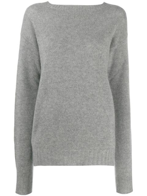 grey boat neck sweater