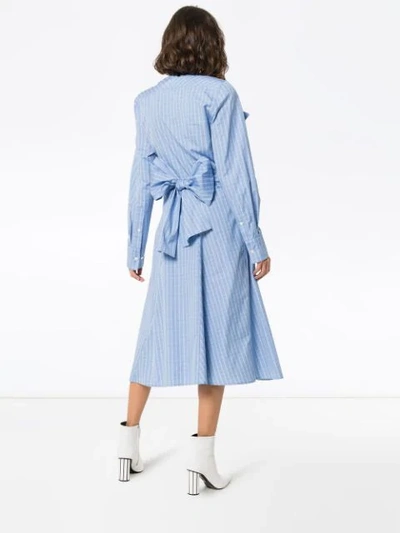 Shop Wright Le Chapelain Check Print Wrap Cotton Dress - Blue