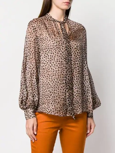 Shop L'autre Chose Leopard Print Pussy Bow Blouse In Brown