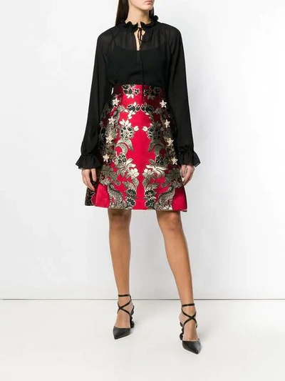 Shop Dolce & Gabbana Metallic Print A-line Skirt In Red