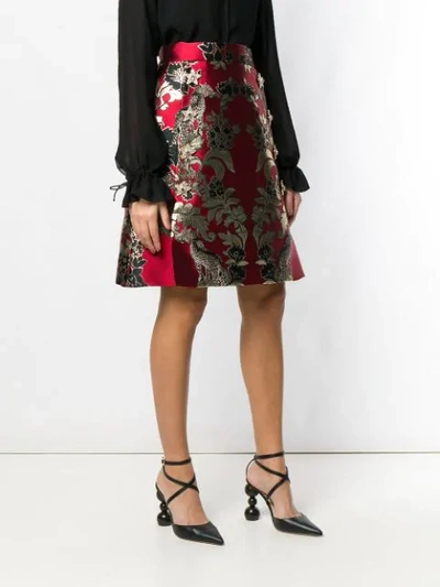 Shop Dolce & Gabbana Metallic Print A-line Skirt In Red
